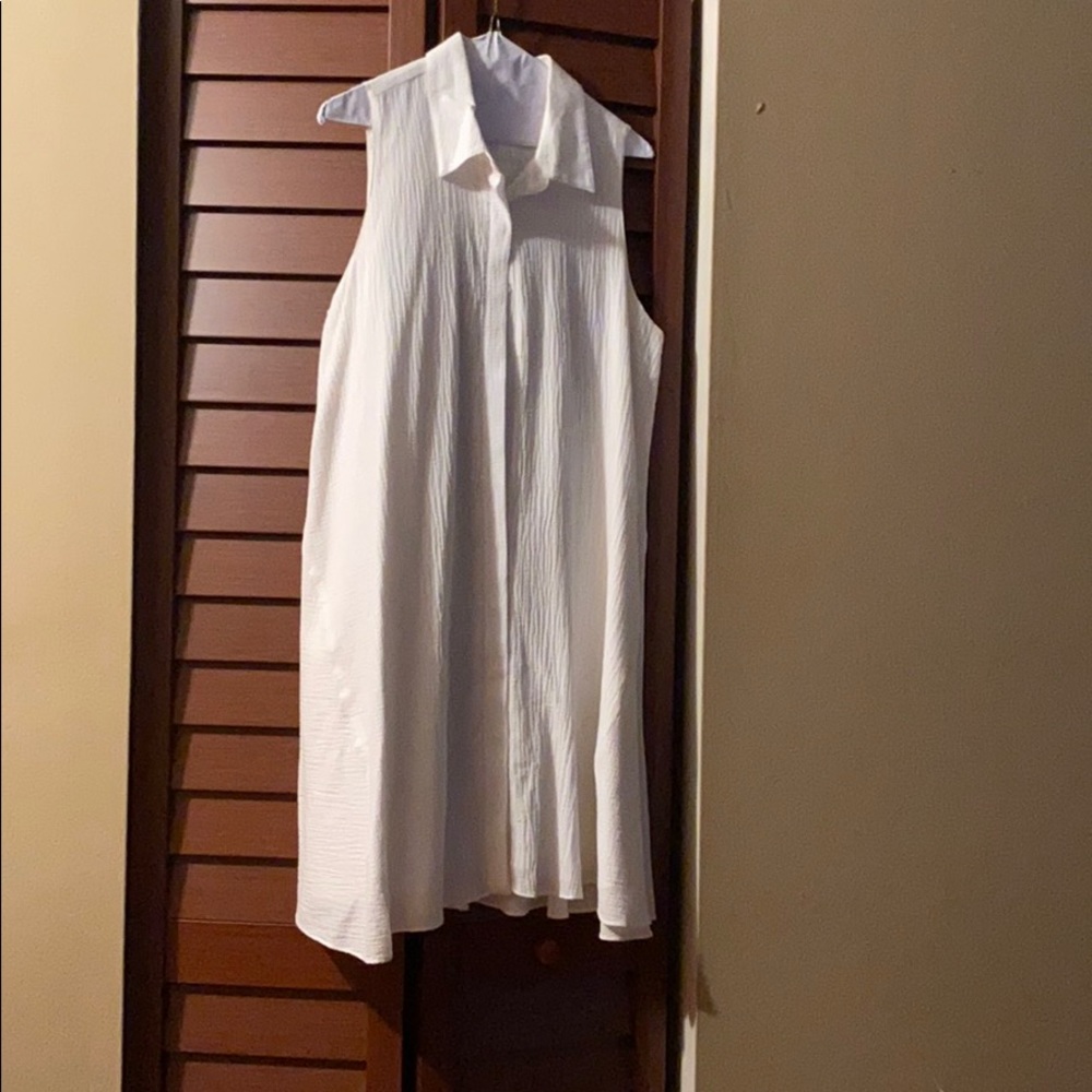 Shirt dress, sleeveless w pockets